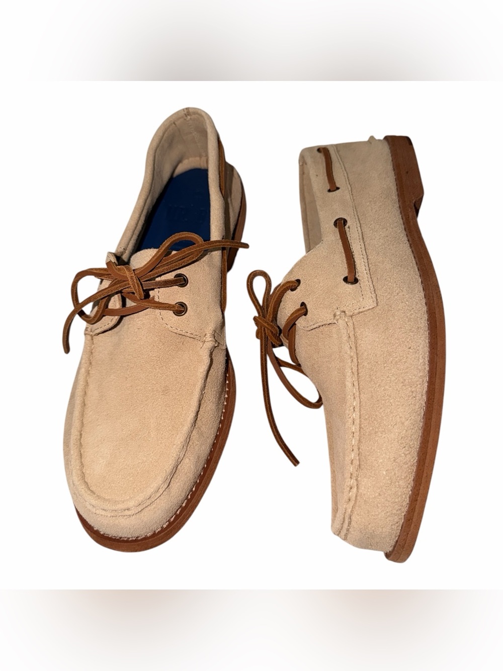 NEW Aldo Mr. B’s Beige Suede Boat Shoes Men’s Leather Lace-Up Moccasins Slip On - Picture 4 of 5